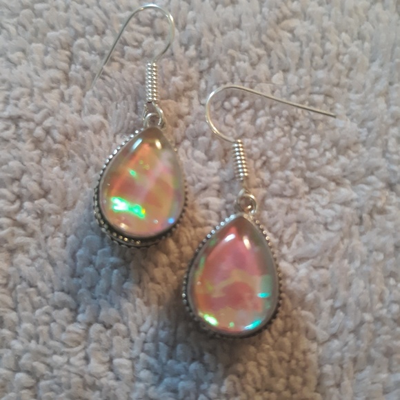 Pink Australian Triplet Opal Earrings - Picture 2 of 8